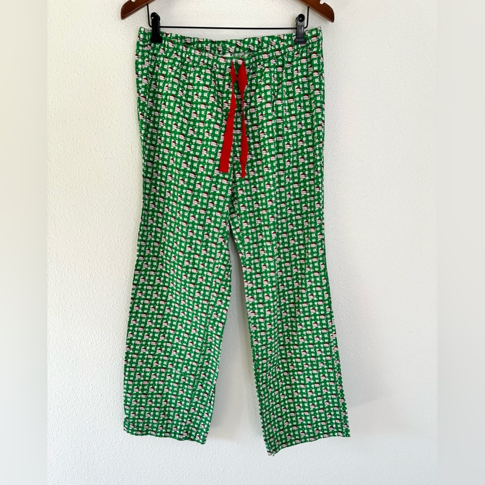 Vineyard Vines Green Pajama Lounge Pants Whale Santa Hat Drawstring Christmas S
